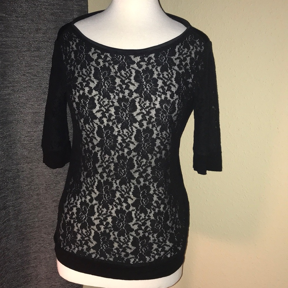 Women’s Black Lace 3/4 Sleeves The Limited Blouse